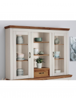 Oratória de madeira Branco lavado e cera com portas de vidro | Coleção England